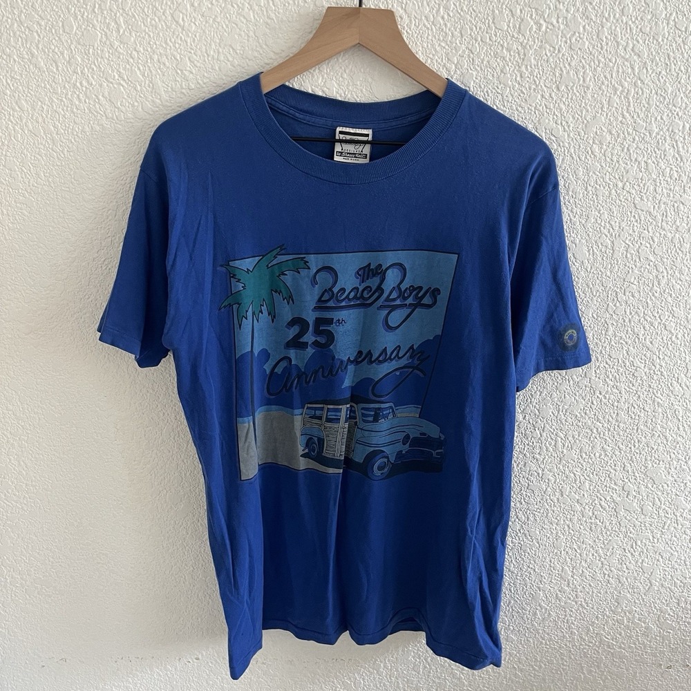 Vintage The Beach Boys Rock Band 25th Anniversary T-shirt Mens Medium Blue‎ 80s